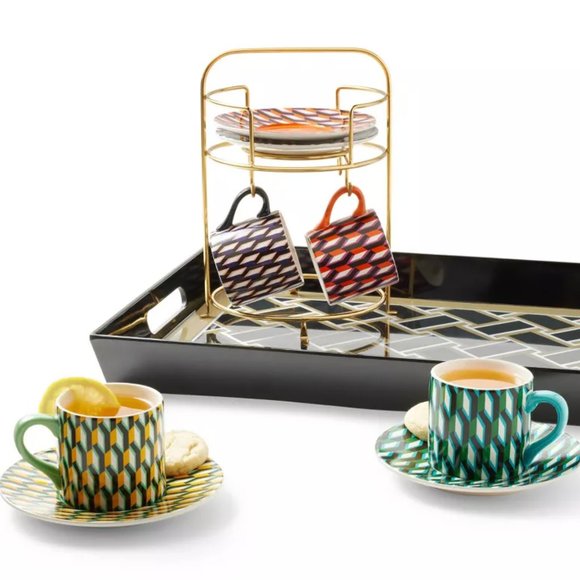 Diane Von Furstenberg Arrow Geo Mug Set with Saucers and Stand - DVF for Target - Picture 3 of 7